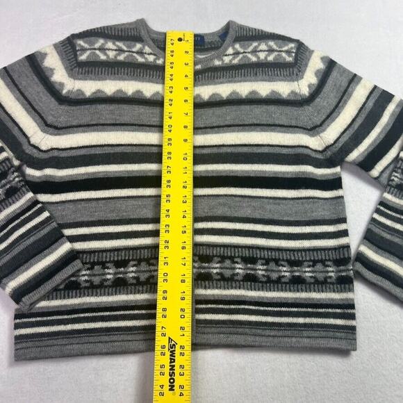 KAREN SCOTT Cardigan Sweater Women PL Wool Striped Aztec Pattern Button - Picture 3 of 8